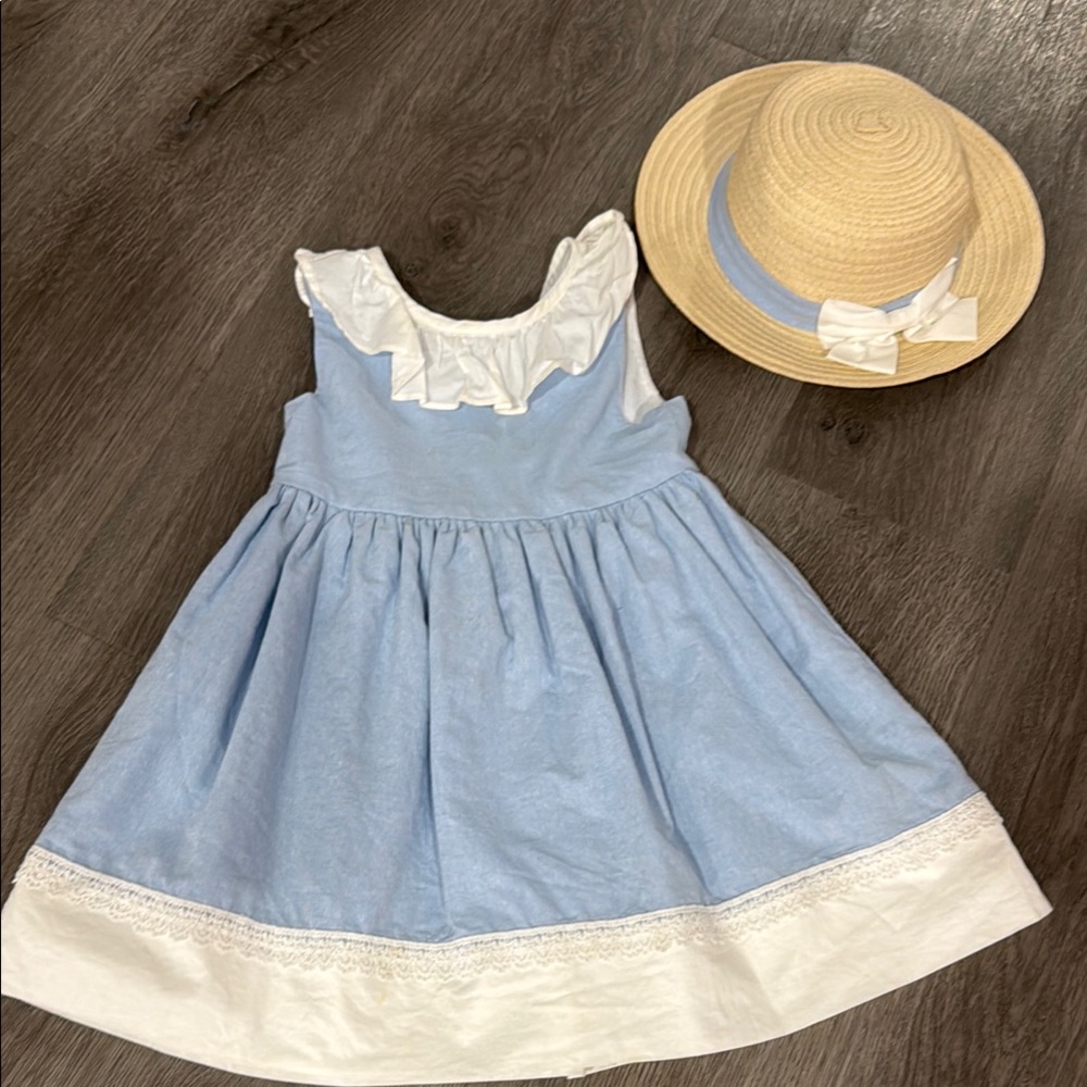 CATHERINE MALANDRINO TODDLER DRESS AND HAT SET